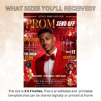 Red Gold Prom Send Off Party Invitation, Prom King with photo invite, Boys Prom Night Flyer Card High School Prom Digital Printable Template