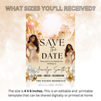 Save the Date Birthday Invitation, White Gold Save Date Party with photo Invite, Elegant Brunch Event Card, Printable Digital Template
