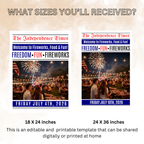 4th of July Welcome Sign with Photo, Newspaper Style Patriotic Party Sign, July 4th Poster Sign, Independence Day Sign, Printable Template