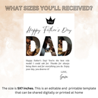 Father’s Day Card Template, DAD Greeting Photo Card, Letter To Daddy, Father Appreciation Card, Printable Digital Download