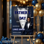 Blue Fathers Day Welcome Sign with Photo, Elegant Tuxedo Gentleman Party Sign, Birthday Retirement Sign For Him, Printable Editable Template