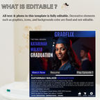 Graduation Invitation with Photo for Him and Her, Movie Theme Blue Streaming Style Grad Party Invite Class of 2026, Editable Canva Template