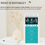 Teal Graduation Newspaper Menu Template with Photo, Senior Grad Party Dinner Menu for High School College, Girl Boy Canva Printable Card