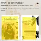 Coquette Graduation Invitation 2026, Woman Senior Grad Party Announcement with photo invite, Bow Theme College Graduates Printable Template