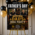 Father’s Day BBQ Party Welcome Sign with photo, Dad Barbecue Cookout Poster Sign, Backyard Grill Summer Pool Party, Printable Canva Template