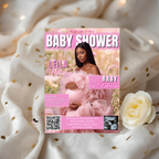 Wildflower Baby Shower Invitation with Photo, Pink Floral Baby Girl Shower Invite, Baby In Bloom, Printable Editable Digital Canva Template