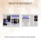 Graduation Newspaper Template with Photo, Class of 2026 Grad Announcement Invite for Him and Her, Editable Canva Blue Newspaper Invitation