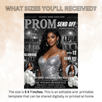 Black Silver Prom Send Off Party Invitation, Prom Queen with photo invite, Girls Prom Night Flyer, Magazine Cover Digital Printable Template