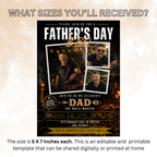 Father’s Day BBQ Party Invitation with photo, Dad Barbecue Cookout Invite, Grill Summer Invite, Black Gold Printable Editable Canva Template