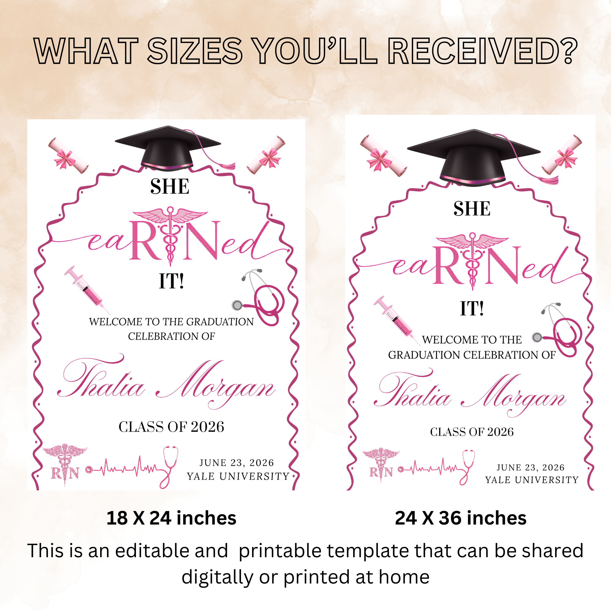 Nurse Graduation Welcome Party Sign, RN BSN LPN Pinning Ceremony Sign, Cna Poster Sign, Pink Nursing Board Sign, Canva Printable Template