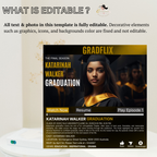 Movie Theme Graduation Invitation with Photo for Him and Her, Black Gold Streaming High School College Grad Party Invite, Printable Template