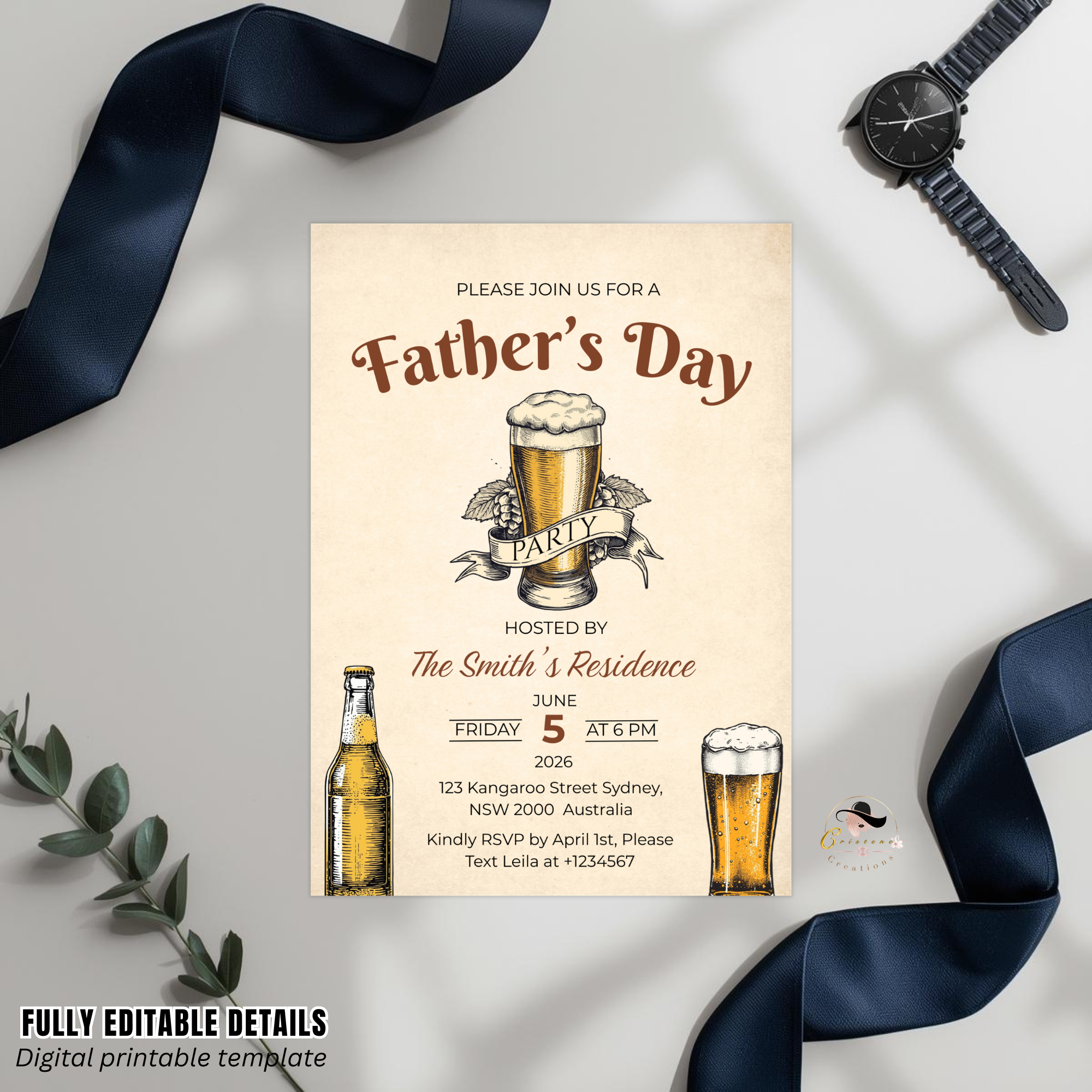 Fathers Day Invitation, Dad Beer Party Invite, Father's Day Whiskey Celebration, Dad Flyer Card, Digital Printable Template