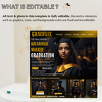 Graduation Invitation Movie Theme with Photo, Black Gold Cinematic Streaming Grad Party, Class of 2026 Flyer Card Invite, Printable Template