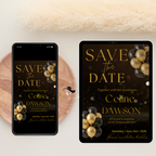 Black Gold Save the Date Invitation, Birthday Party Save Date invite, Retirement Event Card, Elegant Printable Canva Digital Template