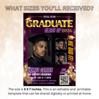Purple Graduation Invitation, Boy Senior Grad Party with photos invite, Male College High school Graduates Announcement Card Flyer Template