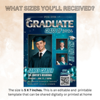 Teal Boy Graduation Invitation, Senior Grad Party with photos invite, Male College High school Graduates Announcement Card Flyer Template