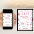 LPN Nurse Graduation Invitation, Pink Pinning Ceremony Party Invite, Nursing Flyer Invite, Editable Canva Printable Template
