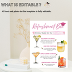 Graduation Drink Sign Template, Signature Drinks Bar Menu, Class of 2026 High School College Grad Party Drinks, Editable Canva Printable