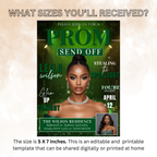 Green Prom Send Off Invitation, Prom Queen with photo invite, Girls Prom Night Party Flyer, Senior Junior Prom, Digital Printable Template
