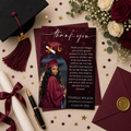 Graduation Thank You Card Template with Photo, Class of 2026 Grad Thank You Note for Him and her, Maroon Editable Canva Digital Printable