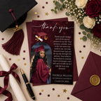 Graduation Thank You Card Template with Photo, Class of 2026 Grad Thank You Note for Him and her, Maroon Editable Canva Digital Printable