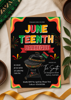 Juneteenth BBQ Party Invitation, Cookout Celebration Invite, Black Freedom Independence Day, Editable Printable Digital Template