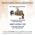 Funny Father’s Day Card, Dad Birthday Card, Funny Dad Gift, Dad Joke Card, Digital Download Printable Canva Template