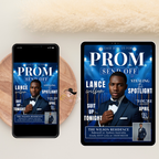Blue Prom Send Off Invitation, Prom King Party with photo invite, Teen Boy Prom Night Flyer, Magazine Style Digital Printable Template