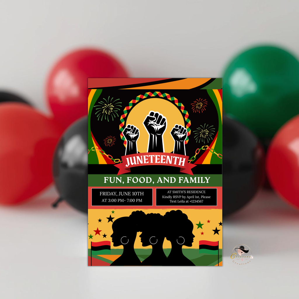Juneteenth Invitation, Independence Day, Black Freedom Celebration Flyer Card, BBQ Party Invite, Cookout Invite, Digital Printable Template