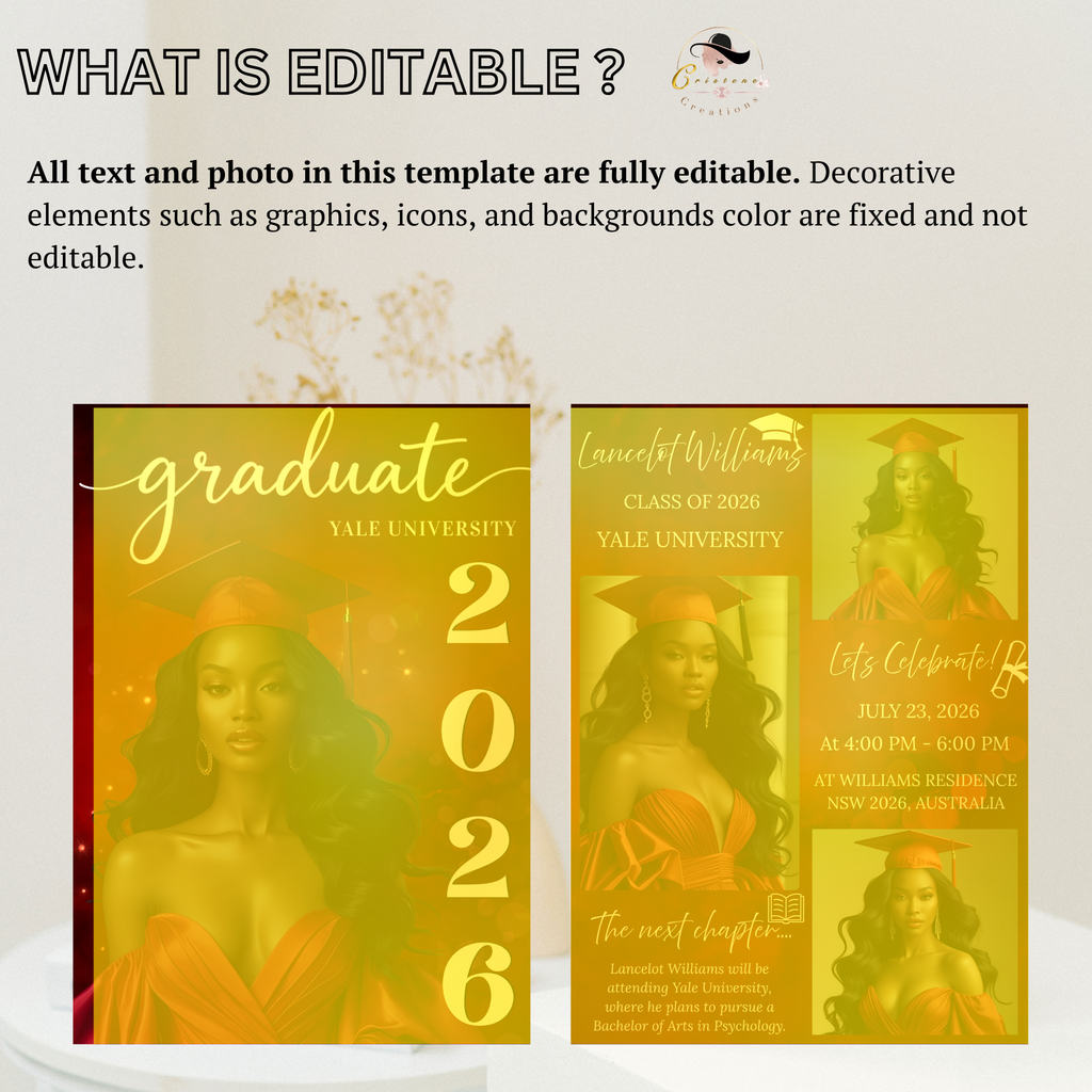 Red Senior Graduation Invitation, High School Grad with photo invite, Class 2026 Boy Girl Graduates Flyer Card, Digital Printable Template