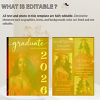 Red Senior Graduation Invitation, High School Grad with photo invite, Class 2026 Boy Girl Graduates Flyer Card, Digital Printable Template