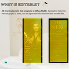 Graduation Dinner Menu with Photo, High School College Grad Party Menu Class of 2026, Black Gold Menu, Editable Canva Printable Template