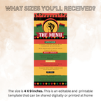 Juneteenth Menu Card Template, Black Freedom Celebration BBQ Cookout Menu, Independence Day Menu, Editable Canva Printable