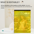 Black Gold Prom Send Off Invitation, Prom Queen with photo invite, Girls Prom Night Party Flyer, Magazine Cover, Digital Printable Template