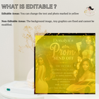 Black Gold Prom Send Off Party Invitation, Prom Queen with photo invite, Woman Prom Night Flyer, Elegant Prom, Digital Printable Template