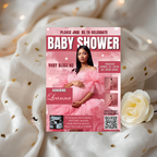 Cloud 9 Baby Shower Invitation with Photo, Pink Baby Girl Shower Invite, Cloud Nine Invite, Printable Editable Digital Template