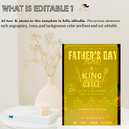 Father’s Day Backyard BBQ Invitation, Summer Grill Party for Dad, Birthday Barbecue Invite for Him, Red Editable Printable Canva Template