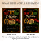 Juneteenth Welcome Party Sign, Emancipation Day Celebration Poster Sign, June 19th Sign, BBQ Cookout Jubilee Day Sign, Printable Template
