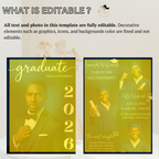 Blue Senior Graduation Invitation, Boy High School Grad with photo invite, Class of 2026, Graduates Flyer Card, Digital Printable Template