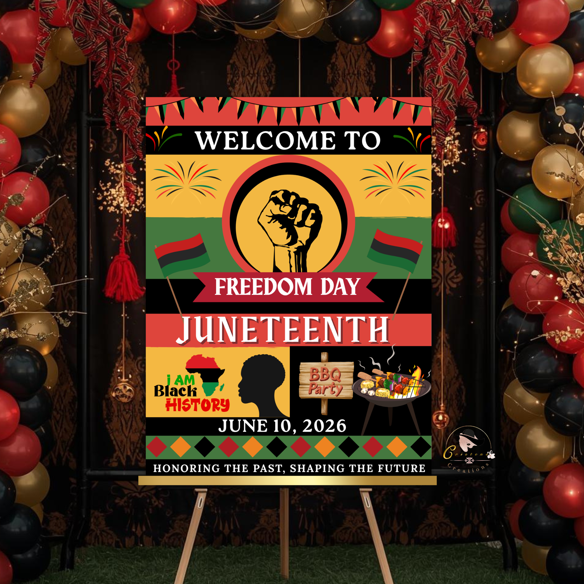 Juneteenth BBQ Welcome Party Sign, Independence Day Sign, Black Freedom Celebration Poster Sign, Cookout Sign, Digital Printable Template