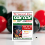 Newspaper Juneteenth BBQ Cookout Invitation, Black Freedom Celebration Party Invite, Independence Day Barbecue Printable Digital Template