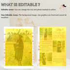 Wildflower Graduation Party Invitation, Boho Floral Senior Grad Announcement with photo invite, Girl University Graduates Printable Template