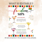 Juneteenth Drink Menu Sign, Emancipation Day Signature Cocktails Bar Menu, June 19th Party Cocktails Sign, Printable Canva Template