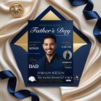 Father’s Day Invitation Magazine Style with Photo, Dad Party Invite, Blue Suit and Tie Brunch or Dinner Invite, Printable Digital Template