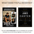 Graduation Invitation with Photo for Him, Class of 2026 Grad Announcement, High School College Grad Party, Black Printable Editable Template