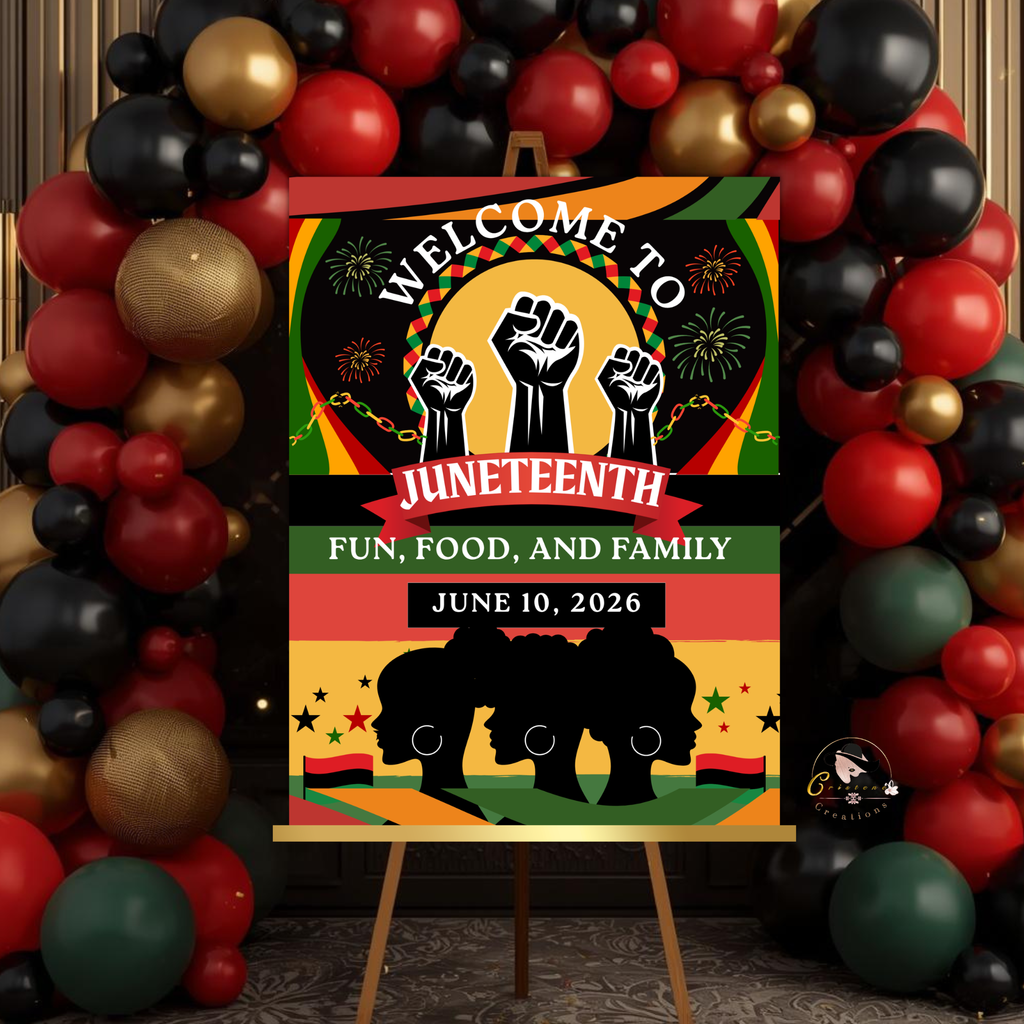 Juneteenth Welcome Party Sign, Independence Day Sign, Black Freedom Celebration Poster Sign, BBQ Cookout Sign, Digital Printable Template
