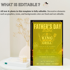 Father’s Day BBQ Party Invitation, Dad Barbecue Cookout Invite, Summer Grill Party Invite, Blue Editable Canva Printable Digital Template