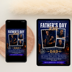 Blue Father’s Day Barbecue Invitation with Photo, Grill Party Invite for Dad, Summer BBQ Cookout Invite, Editable Printable Canva Template