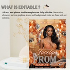 Orange Prom Send Off Welcome Party Sign, Prom Queen Poster Sign with photo, Elegant Party Board Sign, Senior Junior Night Printable Template