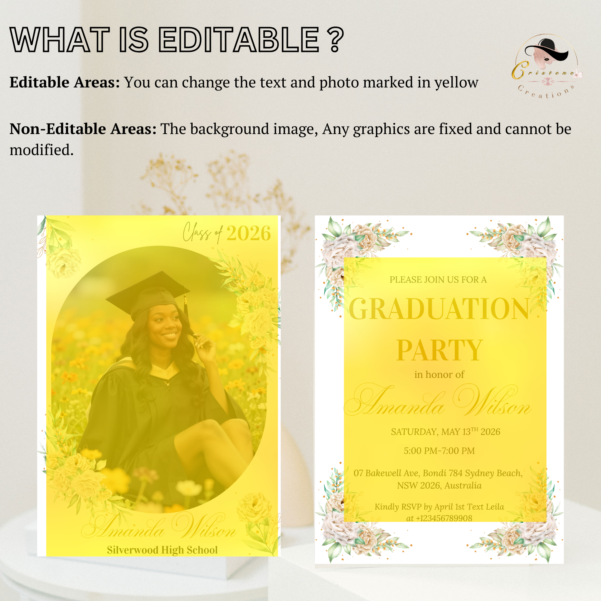 Wildflower Graduation Party Invitation, Boho Floral Senior Grad Announcement with photo invite, Girl Graduation Brunch Printable Template